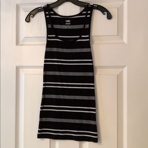 Black and White Stripe Ribbed Stretchy Tank